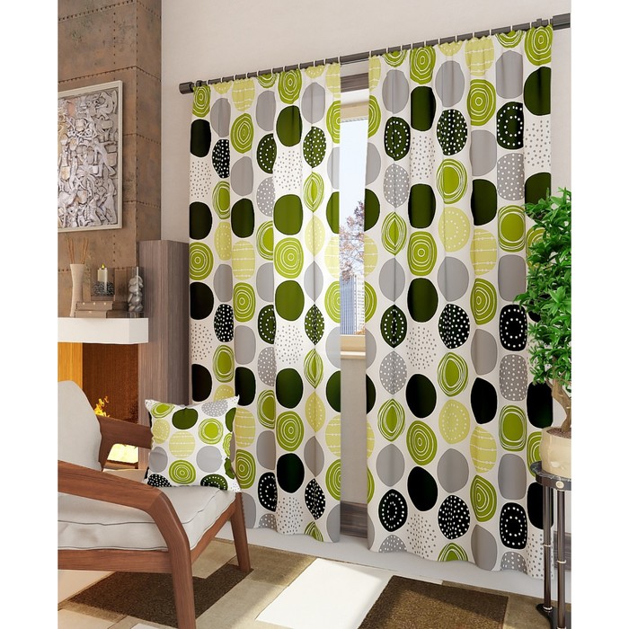 Шторы «Роули-К», размер 150х260 см - 2 шт, цвет зелёный