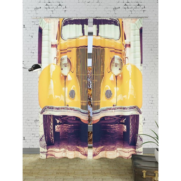 Фотошторы "Ретро автомобиль", размер 150х260 см - 2 шт, блэкаут
