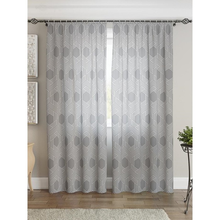 Шторы «Лате-К», размер 150х260 см - 2 шт, цвет серый