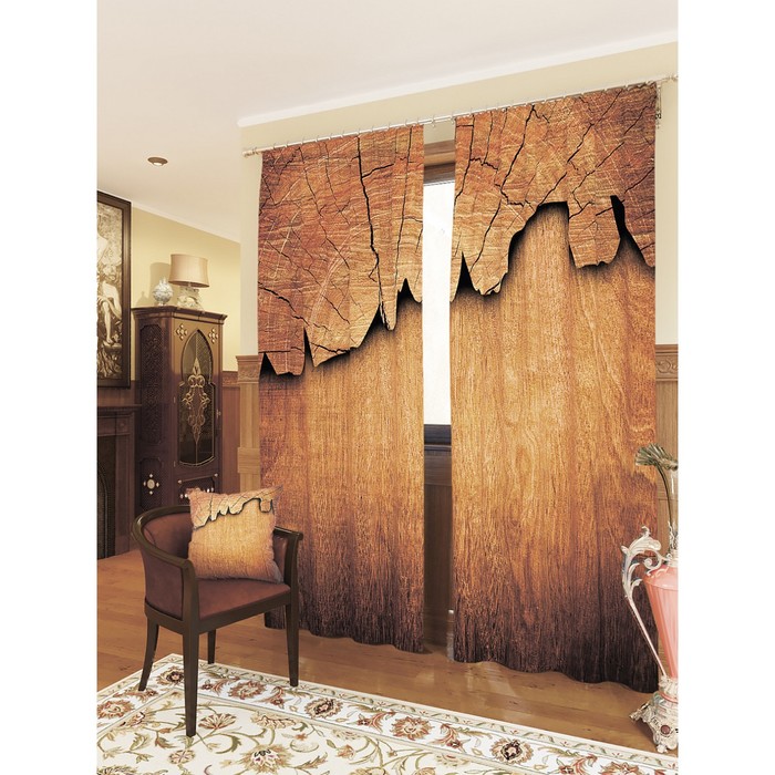 Фотошторы "Кора", размер 150х260 см - 2 шт, блэкаут