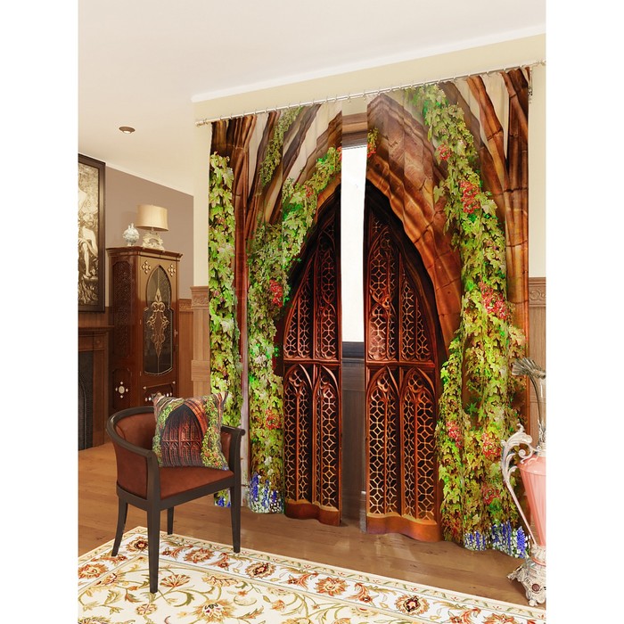 Фотошторы "Сводчатый проход", размер 150х260 см - 2 шт, блэкаут