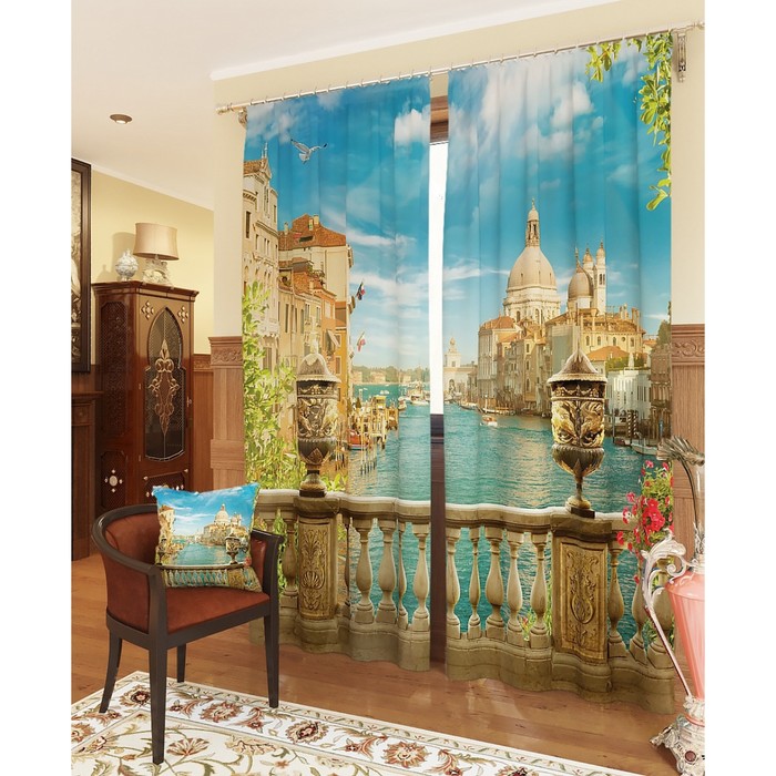 Фотошторы "Утренняя Венеция", размер 150х260 см - 2 шт, блэкаут
