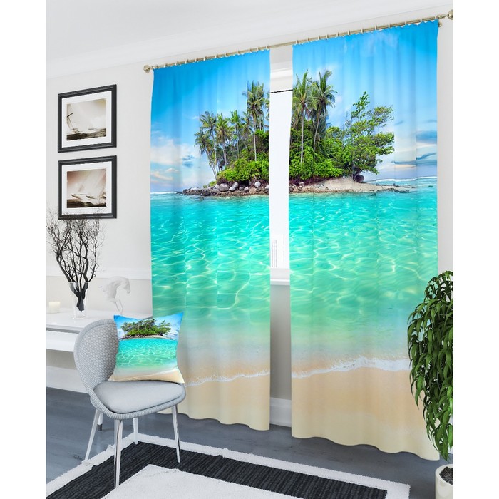 Фотошторы "Атиу", размер 150х260 см - 2 шт, блэкаут