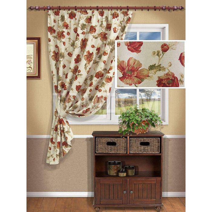 Комплект штор для кухни "Эйбил", размер 136х175 см - 1 шт. и подхват