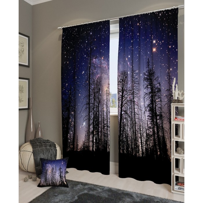 Фотошторы "Звёздное небо", размер 150х260 см - 2 шт, блэкаут