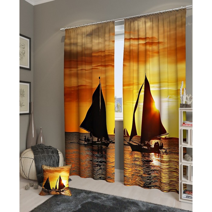 Фотошторы "Клипер", размер 150х260 см - 2 шт, блэкаут