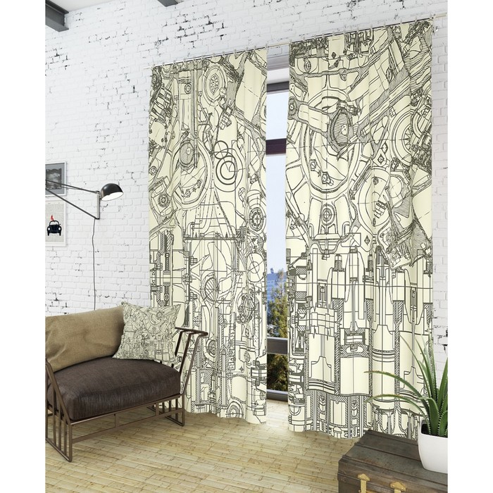 Фотошторы "Билон", размер 150х260 см - 2 шт, блэкаут