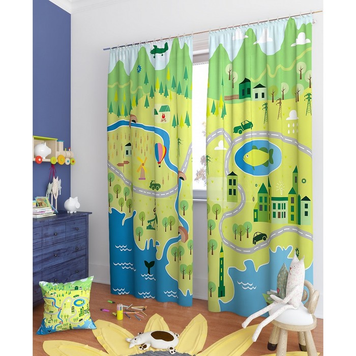 Фотошторы "Ямс", размер 150х260 см - 2 шт, блэкаут