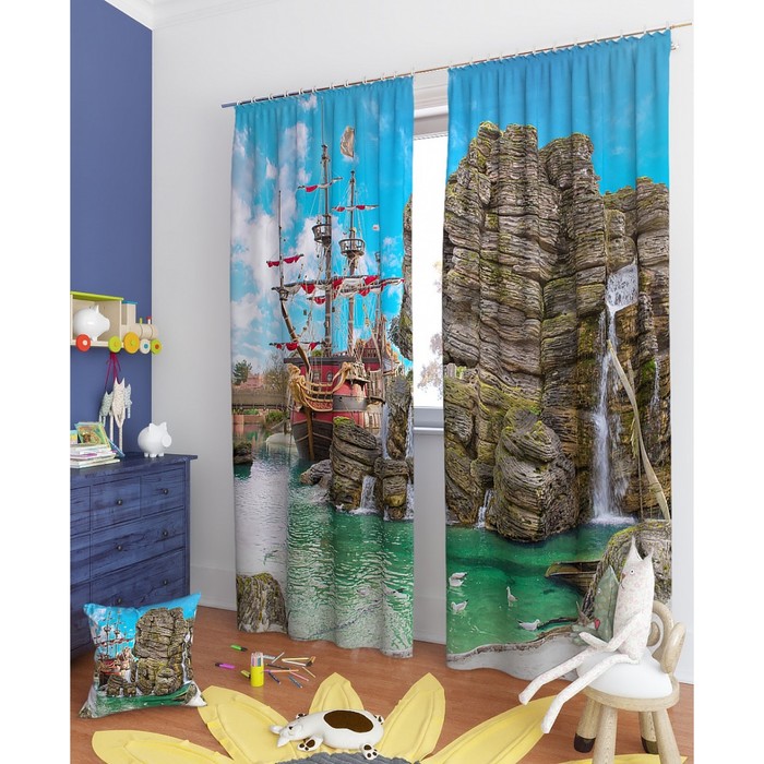 Фотошторы "Струе", размер 150х260 см - 2 шт, блэкаут