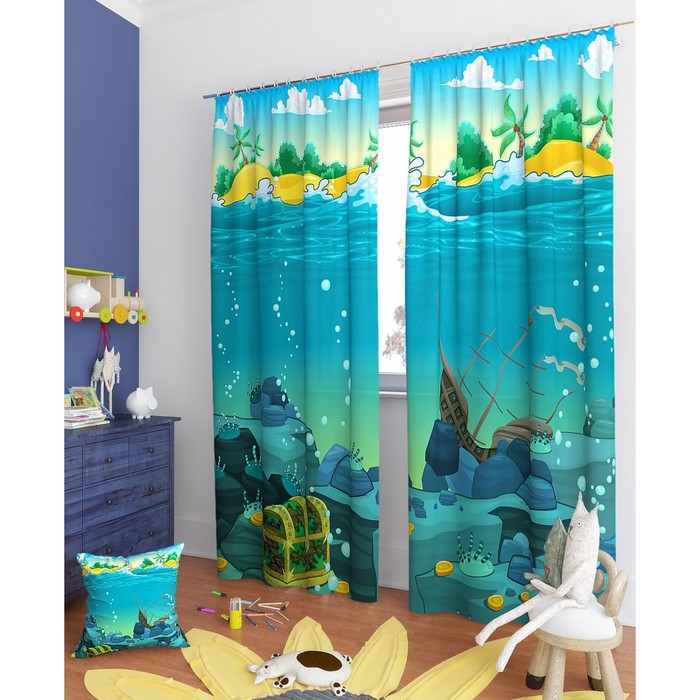 Фотошторы "Шеат", размер 150х260 см - 2 шт, блэкаут