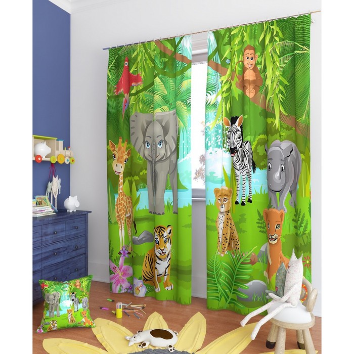 Фотошторы "Менкар", размер 150х260 см - 2 шт, блэкаут