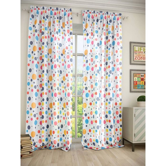 Тюль «Гор», цвет синий, размер 150 х 280 см. — 2 шт.