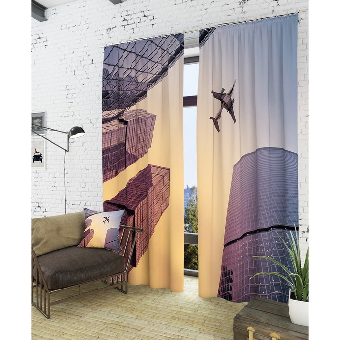 Фотошторы "Современный мир", размер 150х260 см - 2 шт, блэкаут