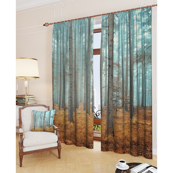 Фотошторы "Таинственный лес", размер 150х260 см - 2 шт, блэкаут