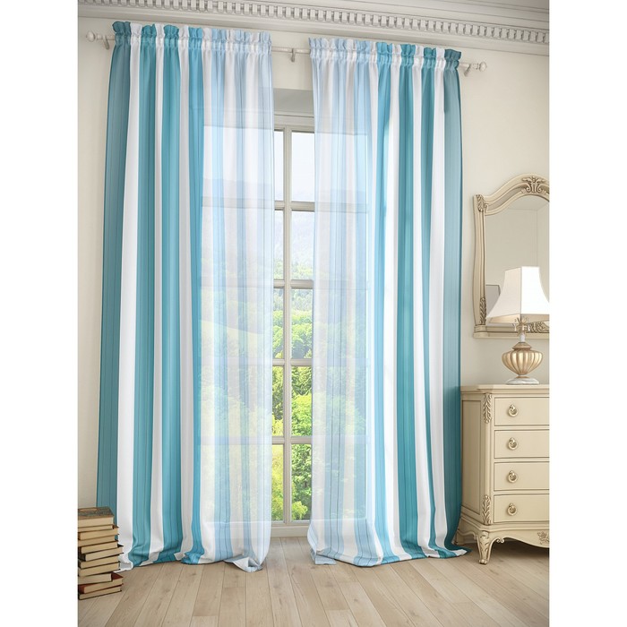 Тюль «Фория», цвет голубой», размер 150 х 280 см. — 2 шт.