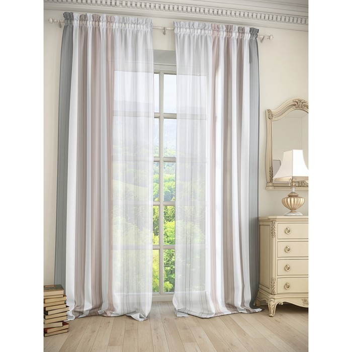 Тюль «Фория», цвет серый, размер 150 х 280 см. — 2 шт.