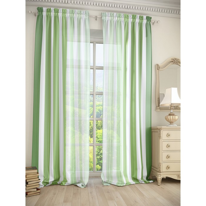 Тюль «Фория», цвет зелёный, размер 150 х 280 см. — 2 шт.