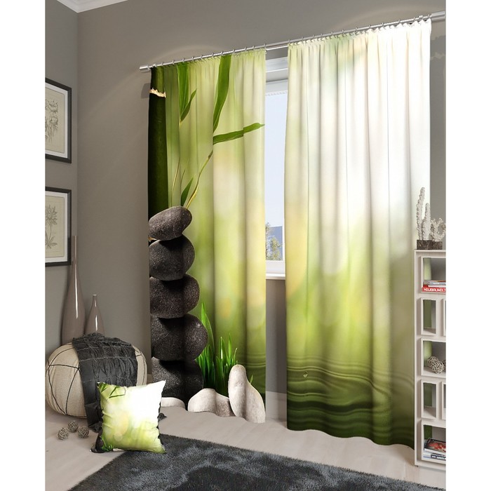 Фотошторы "Дзен", размер 150х260 см - 2 шт, блэкаут