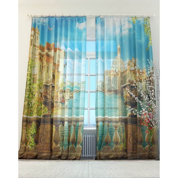 Тюль «Лазурная Венеция», размер 150 х 260 см. — 2 шт.