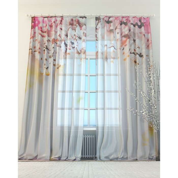 Тюль «В цвету», размер 150 х 260 см. — 2 шт.