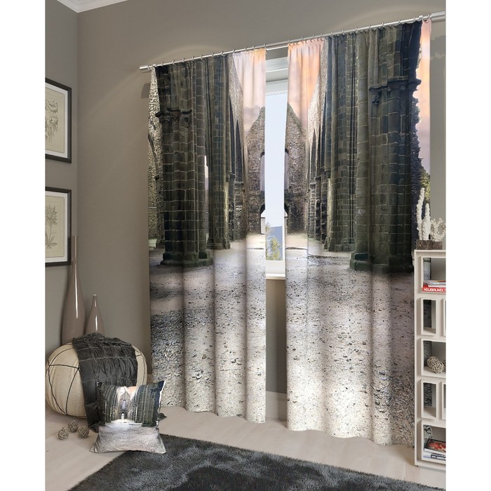 Фотошторы "Очарование готики", размер 150х260 см - 2 шт, блэкаут