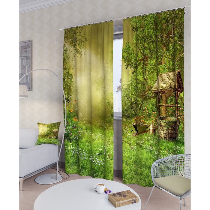 Фотошторы "Сказочная деревня", размер 150х260 см - 2 шт, блэкаут