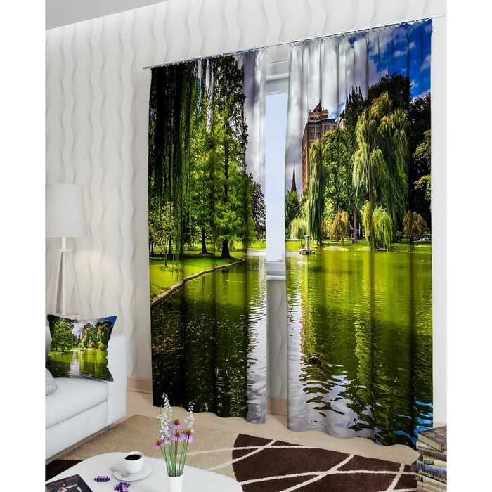 Фотошторы "В парке", размер 150х260 см - 2 шт, блэкаут