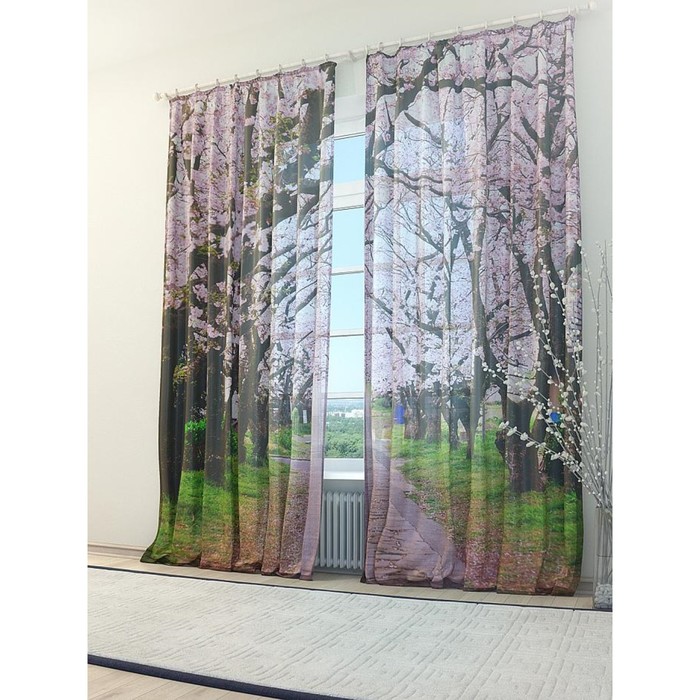 Тюль «Цветущая тропа», размер 150 х 260 см. — 2 шт.