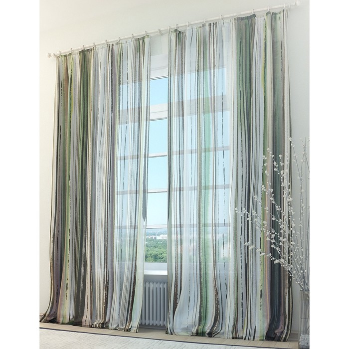 Тюль «Полосатая стена», размер 150 х 260 см. — 2 шт.