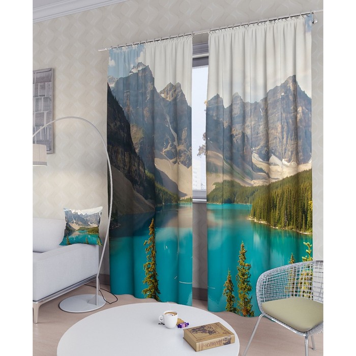 Фотошторы "Канадская природа", размер 150х260 см - 2 шт, блэкаут