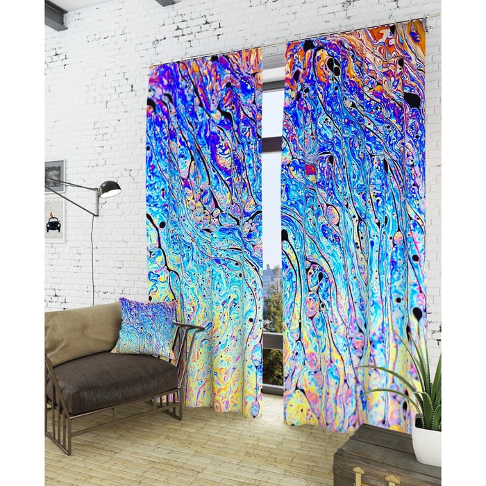 Фотошторы "Настроение художника", размер 150х260 см - 2 шт, блэкаут