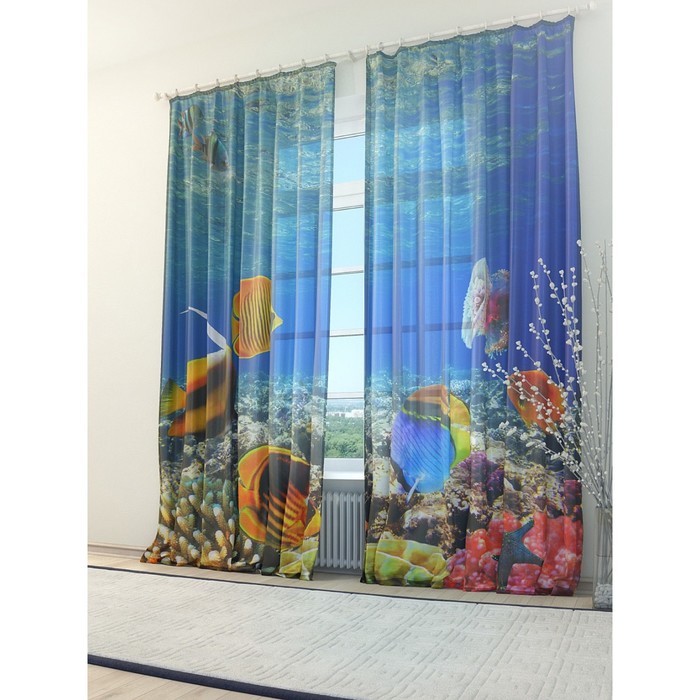 Тюль «Под водой», размер 150 х 260 см. — 2 шт.