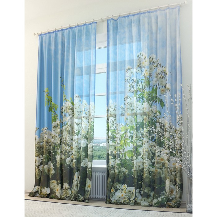 Тюль «Садовая роза», размер 150 х 260 см. — 2 шт.