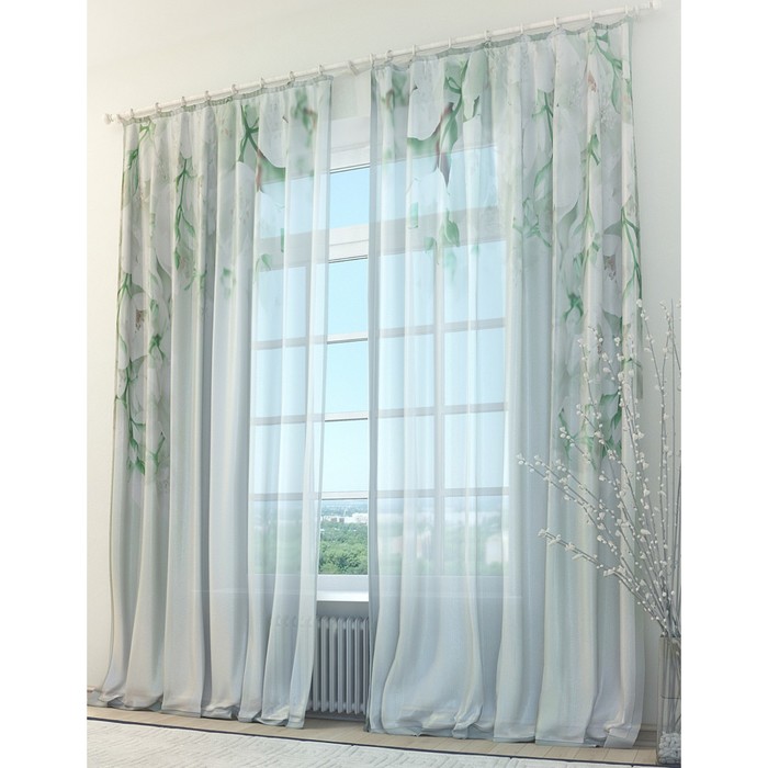 Тюль «Зеленый сад», размер 150 х 260 см. — 2 шт.