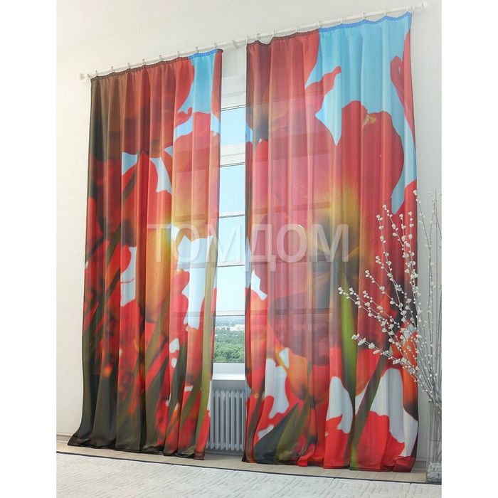 Тюль «Тюльпан», размер 150 х 260 см. — 2 шт.