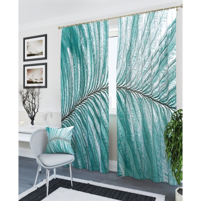 Фотошторы "Взмах пера", размер 150х260 см - 2 шт, блэкаут