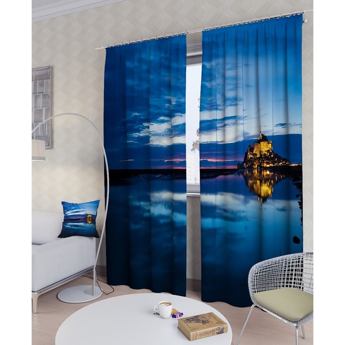 Фотошторы "Вечерний уют", размер 150х260 см - 2 шт, блэкаут