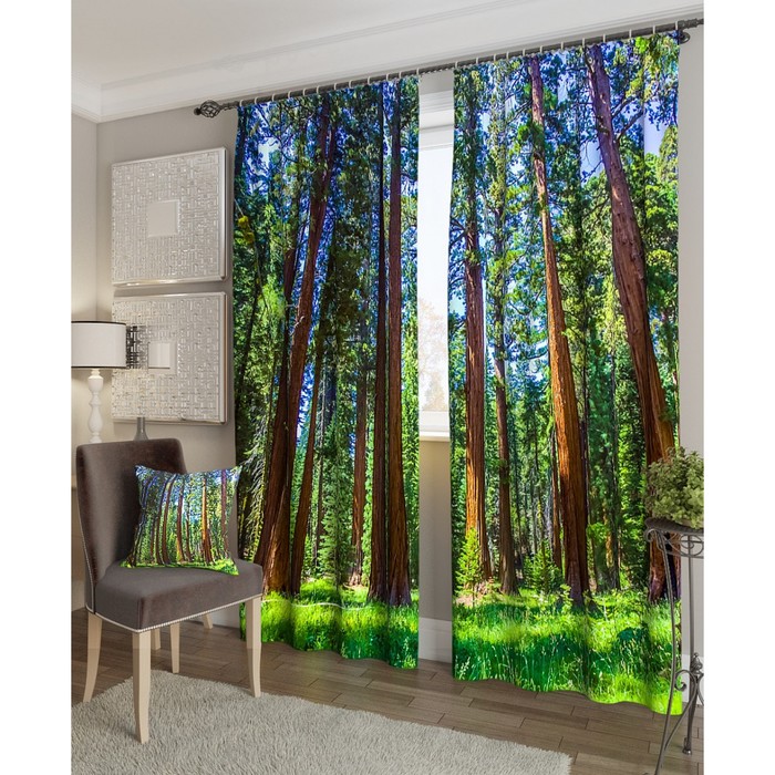 Фотошторы "Лесные красоты", размер 150х260 см - 2 шт, блэкаут