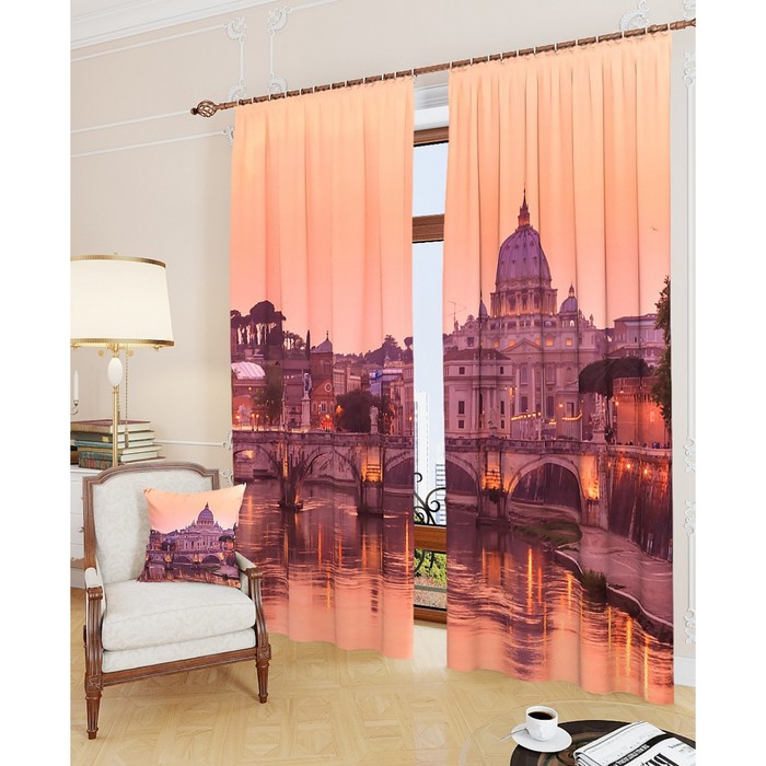 Фотошторы "Великий собор", размер 150х260 см - 2 шт, блэкаут