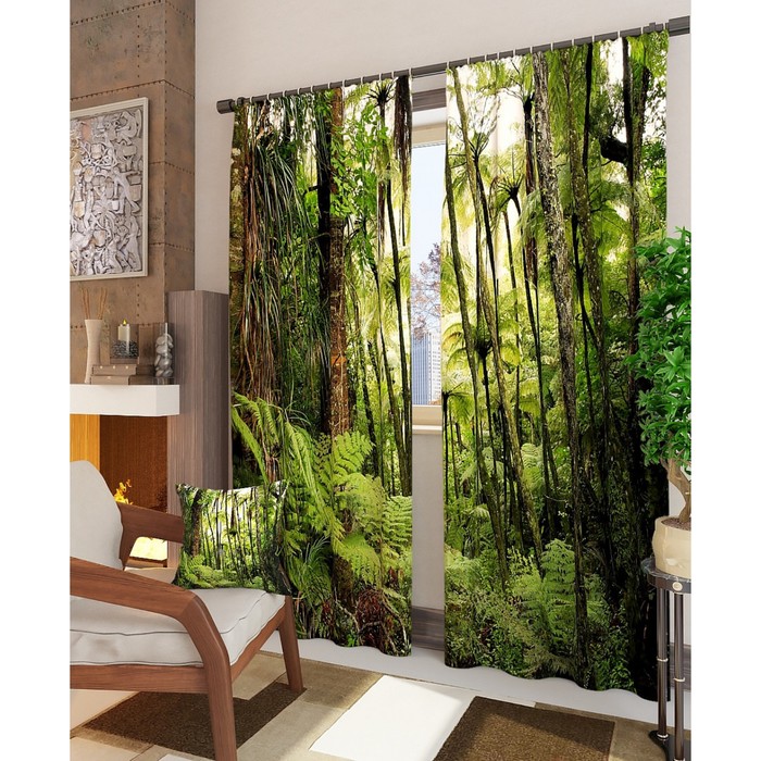 Фотошторы "В джунглях", размер 150х260 см - 2 шт, блэкаут