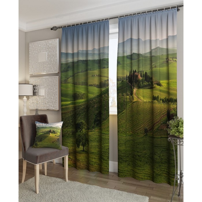 Фотошторы "Провинция Италии", размер 150х260 см - 2 шт, блэкаут