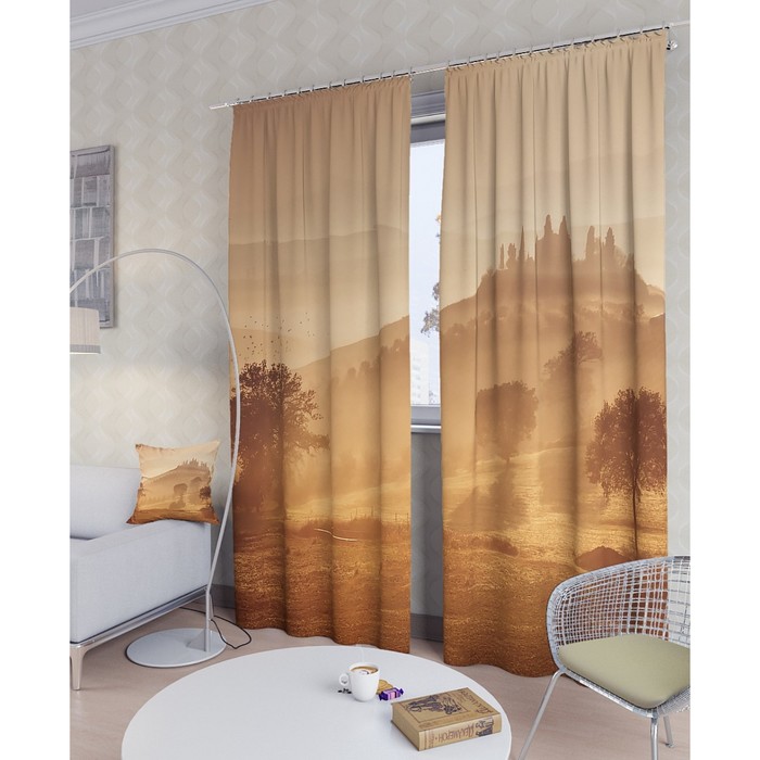 Фотошторы "Солнечная утопия", размер 150х260 см - 2 шт, блэкаут