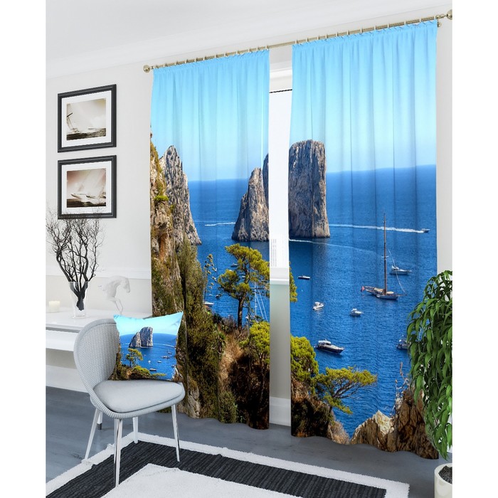 Фотошторы "Летний рай", размер 150х260 см - 2 шт, блэкаут