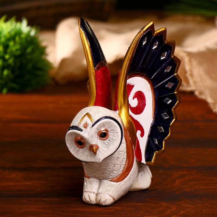 Сувенир полистоун "Сова расписная сине-золотая" 19,5х14х11,5 см
