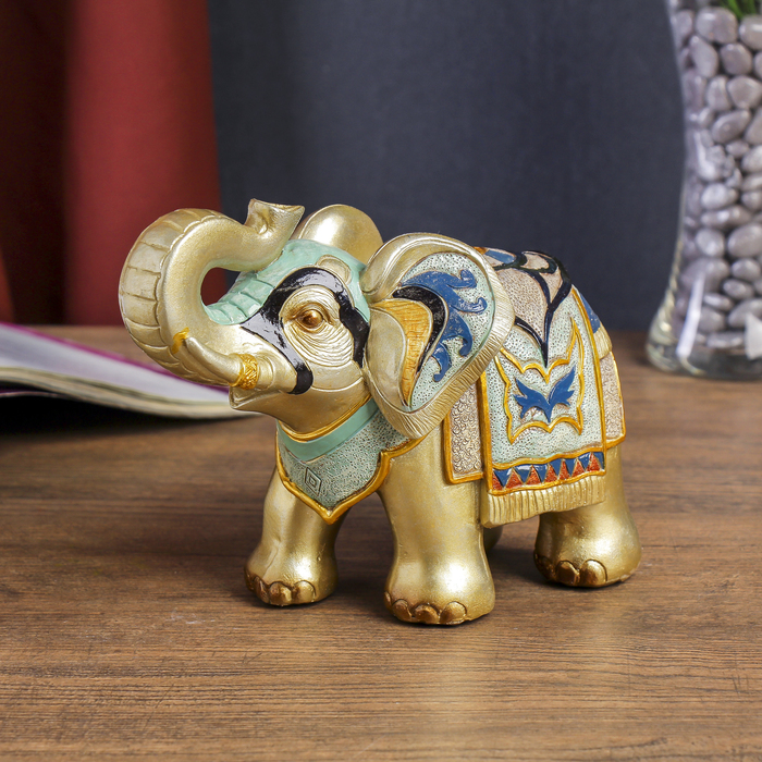 Сувенир полистоун "Слон лазурь" 14,5х18х8,5 см