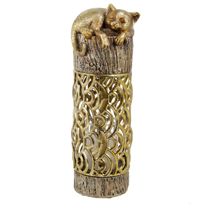 Подсвечник со свечой "Кошечка золото" 23х7х7 см