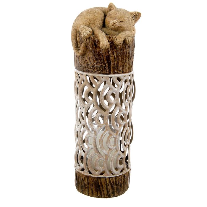 Подсвечник со свечой "Кошечка натурель" 23х7х7 см