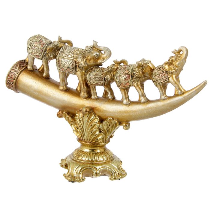 Сувенир полистоун "5 слонов на бивне" 19х31,5х11 см