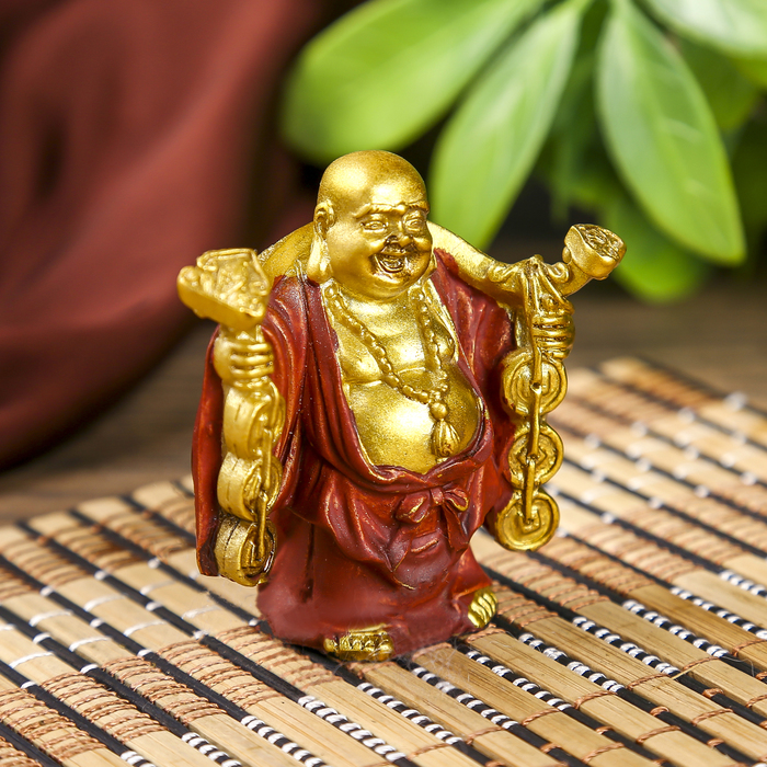 Нецке "Хотей с монетами" в пакете 5,2х5,5х2,3 см