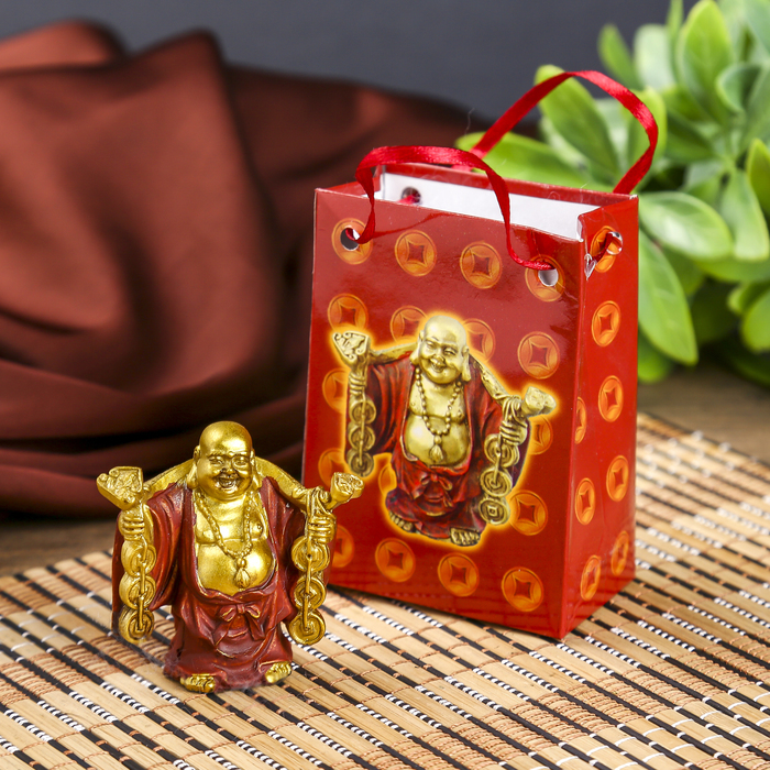 Нецке "Хотей с монетами" в пакете 5,2х5,5х2,3 см